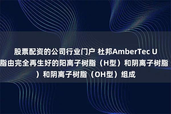 股票配资的公司行业门户 杜邦AmberTec UP6150抛光树脂由完全再生好的阳离子树脂（H型）和阴离子树脂（OH型）组成